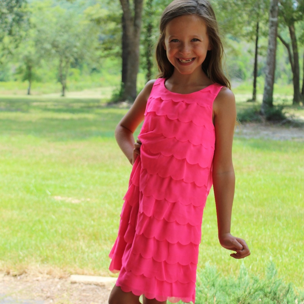 Neon Pink dress, size 6/7 little girls